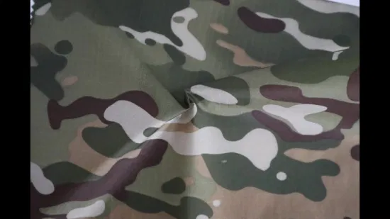 100% нейлон 70d Ripstop Camo Printing Водонепроницаемая ткань с прозрачным покрытием из полиуретана для пуховых курток